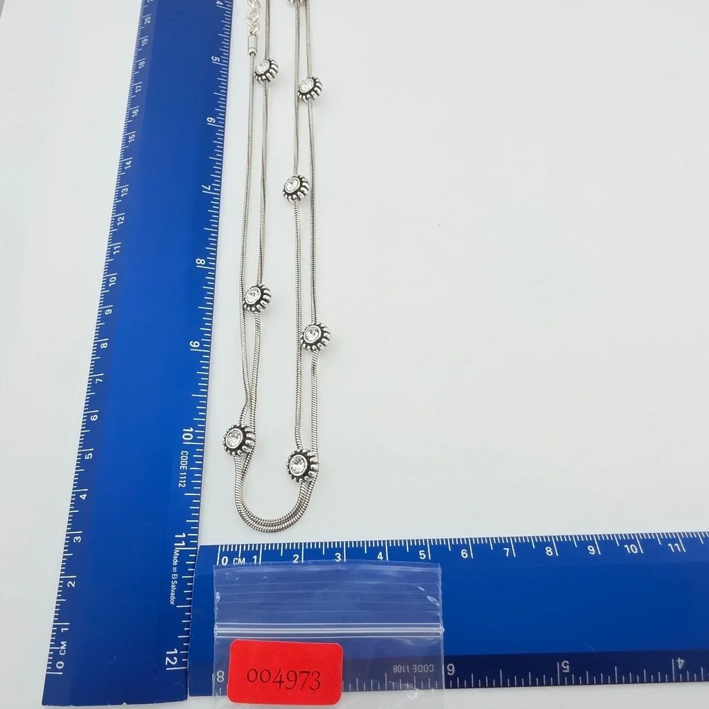BRIGHTON 'Twinkle' Long Necklace SWAROVSKI Crystals Snake Chain Silver Plate 44